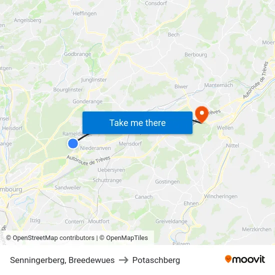 Senningerberg, Breedewues to Potaschberg map