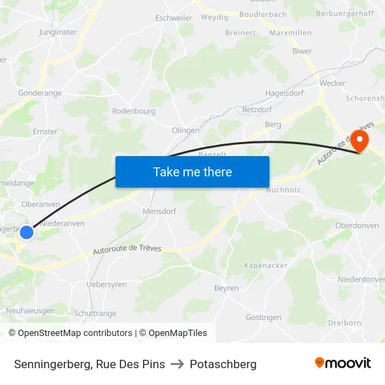 Senningerberg, Rue Des Pins to Potaschberg map