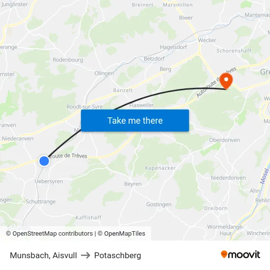 Munsbach, Aisvull to Potaschberg map