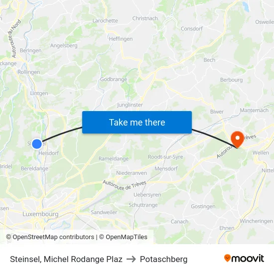Steinsel, Michel Rodange Plaz to Potaschberg map