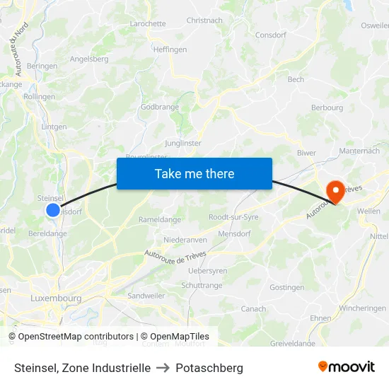 Steinsel, Zone Industrielle to Potaschberg map