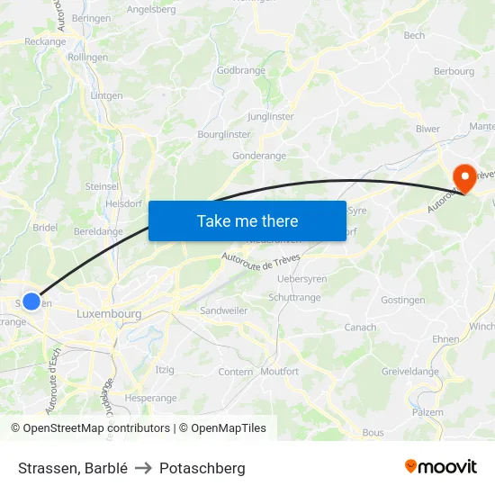 Strassen, Barblé to Potaschberg map