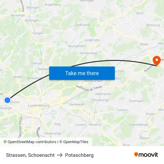 Strassen, Schoenacht to Potaschberg map
