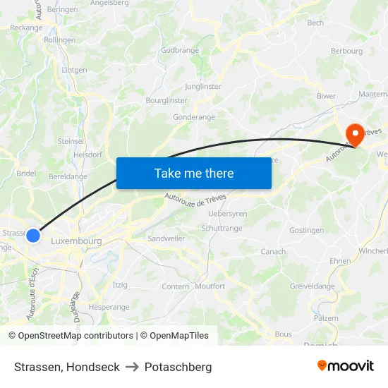 Strassen, Hondseck to Potaschberg map