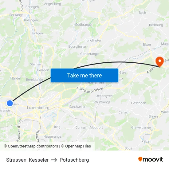 Strassen, Kesseler to Potaschberg map