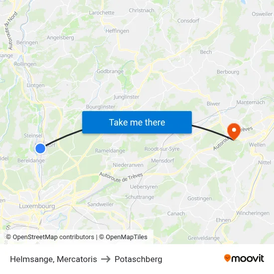 Helmsange, Mercatoris to Potaschberg map
