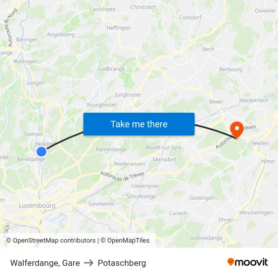 Walferdange, Gare to Potaschberg map