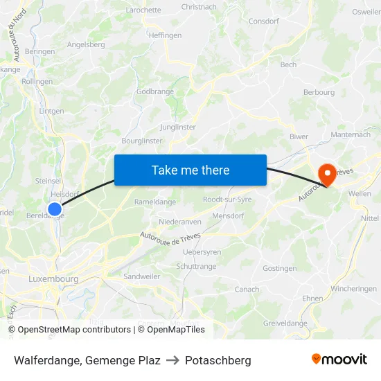 Walferdange, Gemenge Plaz to Potaschberg map