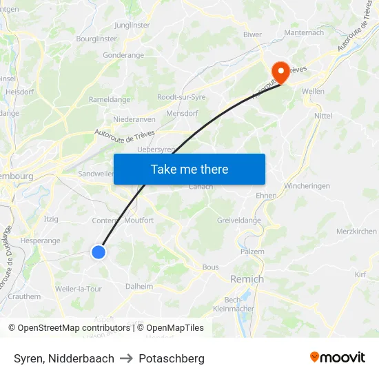 Syren, Nidderbaach to Potaschberg map