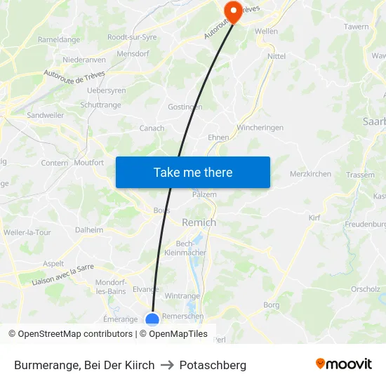 Burmerange, Bei Der Kiirch to Potaschberg map