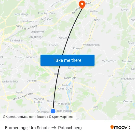 Burmerange, Um Schotz to Potaschberg map