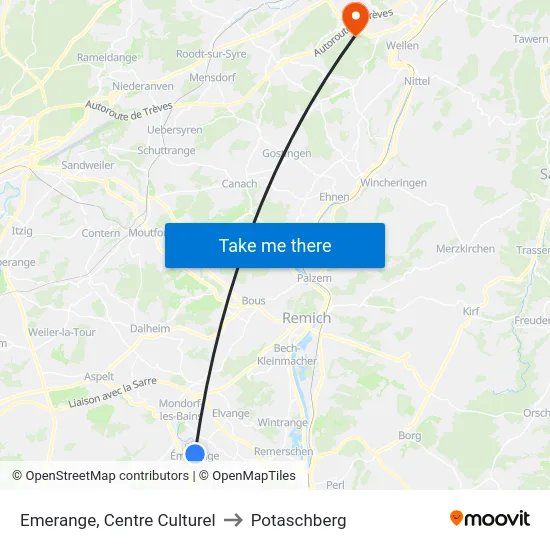 Emerange, Centre Culturel to Potaschberg map