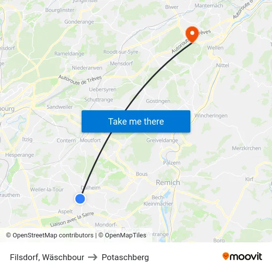 Filsdorf, Wäschbour to Potaschberg map