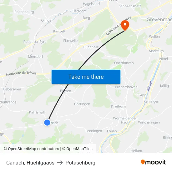 Canach, Huehlgaass to Potaschberg map