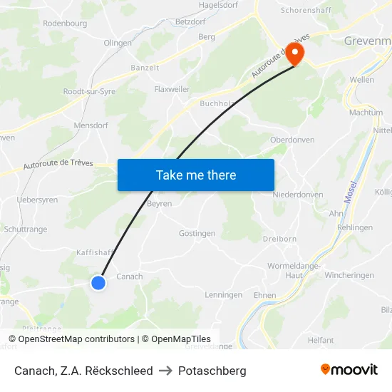 Canach, Z.A. Rëckschleed to Potaschberg map