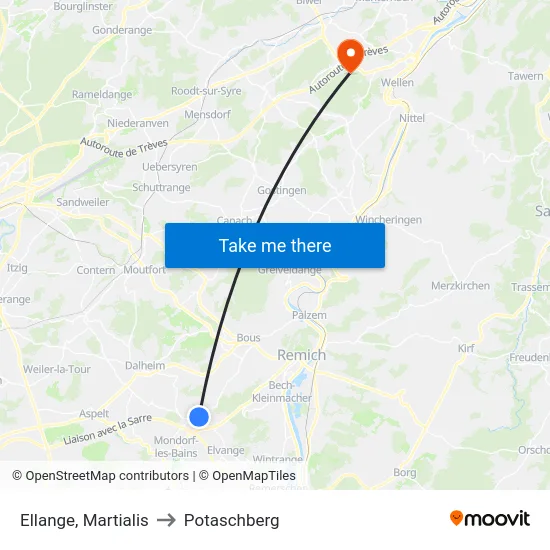 Ellange, Martialis to Potaschberg map