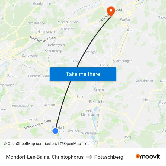 Mondorf-Les-Bains, Christophorus to Potaschberg map