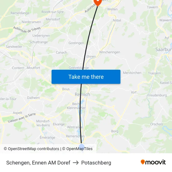Schengen, Ennen AM Doref to Potaschberg map