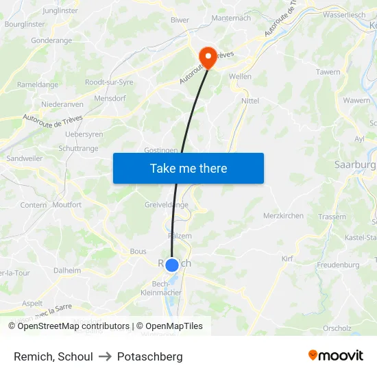 Remich, Schoul to Potaschberg map