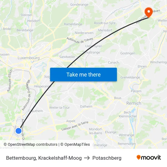 Bettembourg, Krackelshaff-Moog to Potaschberg map