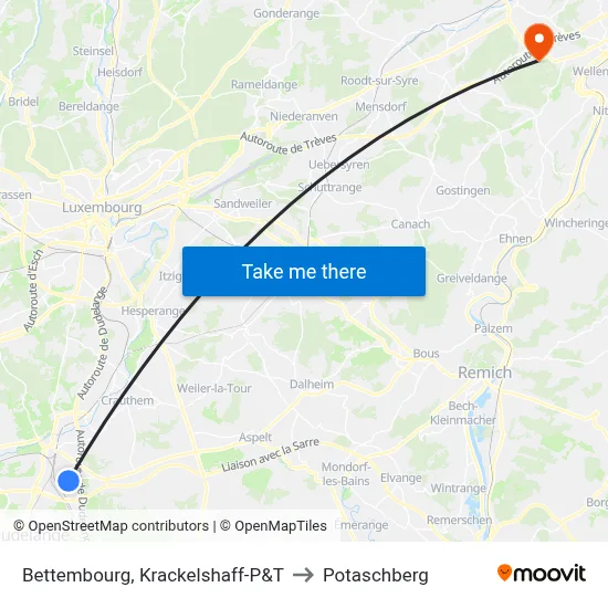 Bettembourg, Krackelshaff-P&T to Potaschberg map