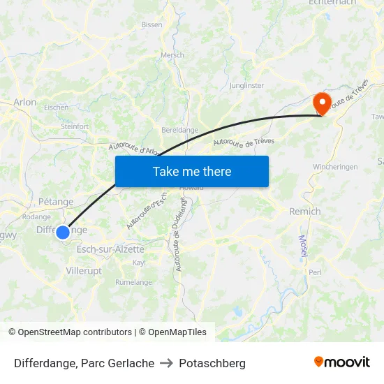 Differdange, Parc Gerlache to Potaschberg map