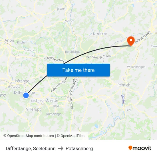Differdange, Seelebunn to Potaschberg map