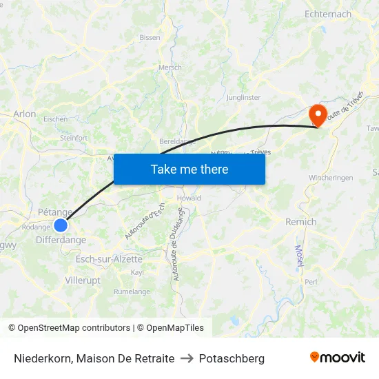 Niederkorn, Maison De Retraite to Potaschberg map