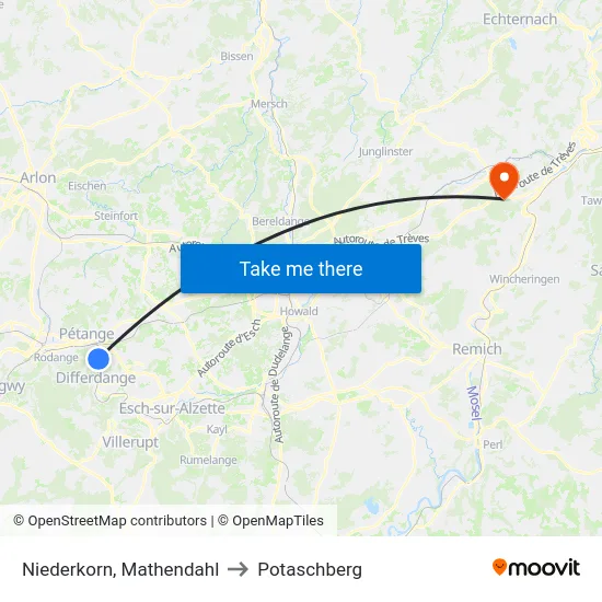 Niederkorn, Mathendahl to Potaschberg map