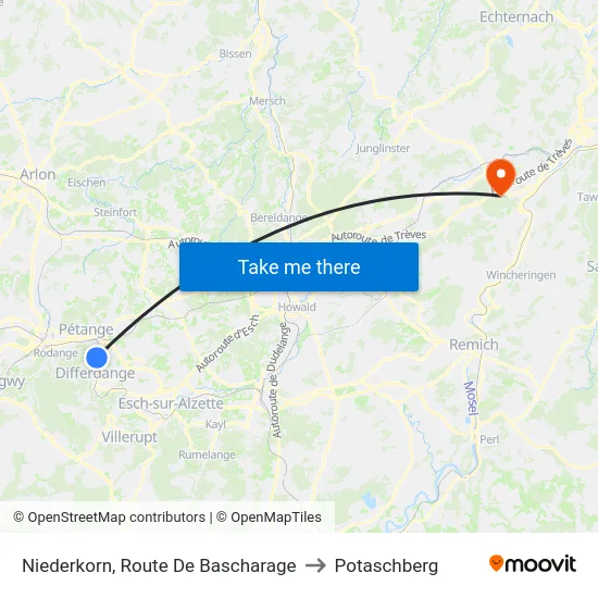 Niederkorn, Route De Bascharage to Potaschberg map