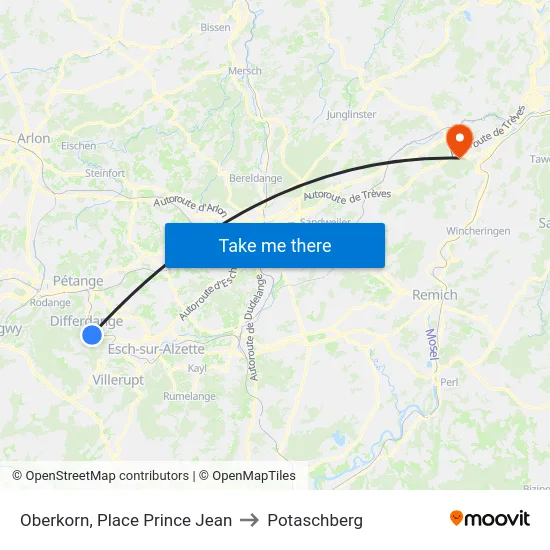 Oberkorn, Place Prince Jean to Potaschberg map