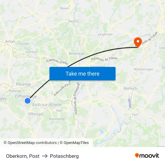 Oberkorn, Post to Potaschberg map
