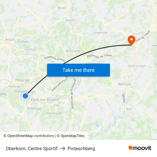 Oberkorn, Centre Sportif to Potaschberg map