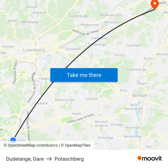 Dudelange, Gare to Potaschberg map
