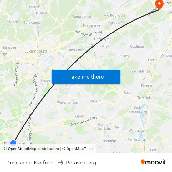 Dudelange, Kierfecht to Potaschberg map