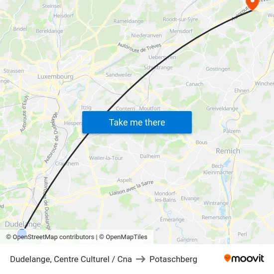 Dudelange, Centre Culturel / Cna to Potaschberg map