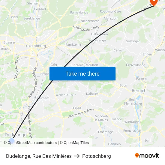 Dudelange, Rue Des Minières to Potaschberg map
