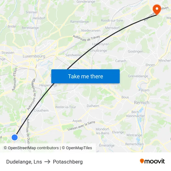 Dudelange, Lns to Potaschberg map