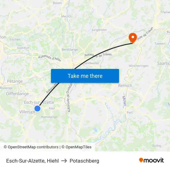 Esch-Sur-Alzette, Hiehl to Potaschberg map