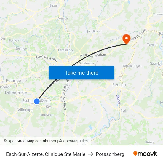 Esch-Sur-Alzette, Clinique Ste Marie to Potaschberg map