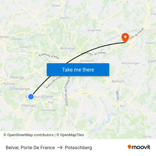 Belval, Porte De France to Potaschberg map