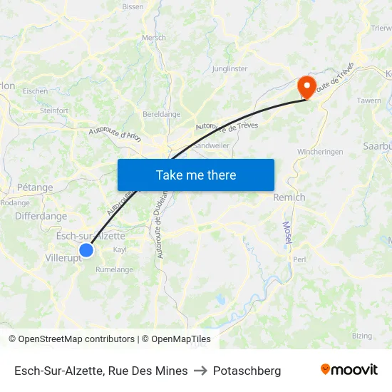 Esch-Sur-Alzette, Rue Des Mines to Potaschberg map