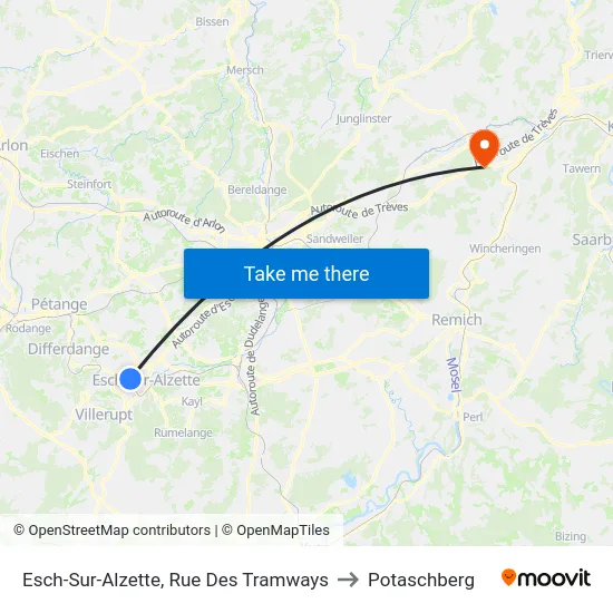 Esch-Sur-Alzette, Rue Des Tramways to Potaschberg map