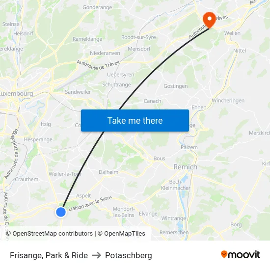 Frisange, Park & Ride to Potaschberg map