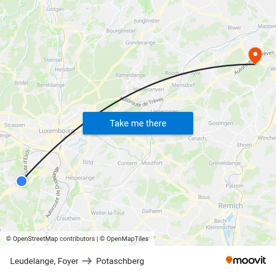 Leudelange, Foyer to Potaschberg map