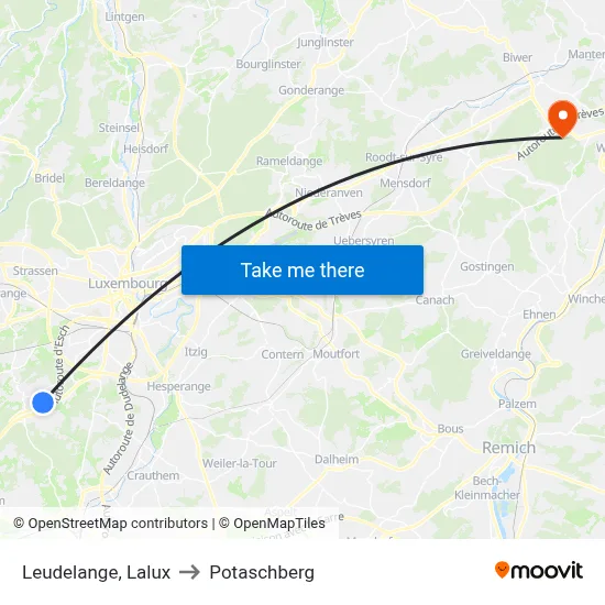 Leudelange, Lalux to Potaschberg map