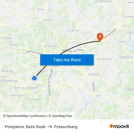 Pontpierre, Beim Kueb to Potaschberg map