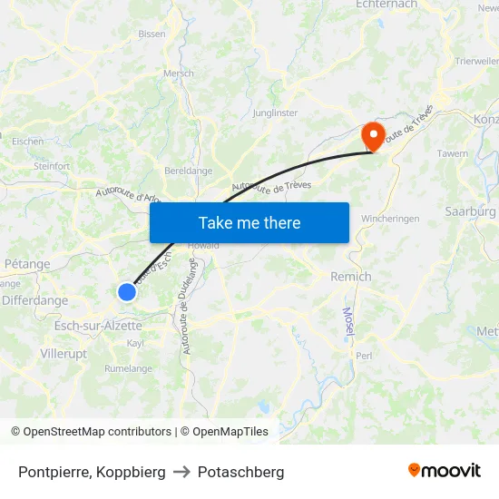 Pontpierre, Koppbierg to Potaschberg map