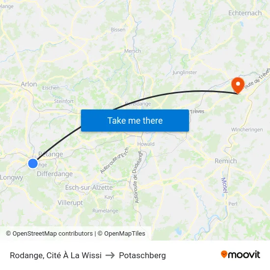 Rodange, Cité À La Wissi to Potaschberg map