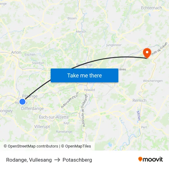Rodange, Vullesang to Potaschberg map